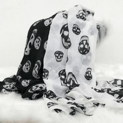 Skull Print Chiffon Scarf Thin Shawl Breathable Windproof Head Wrap