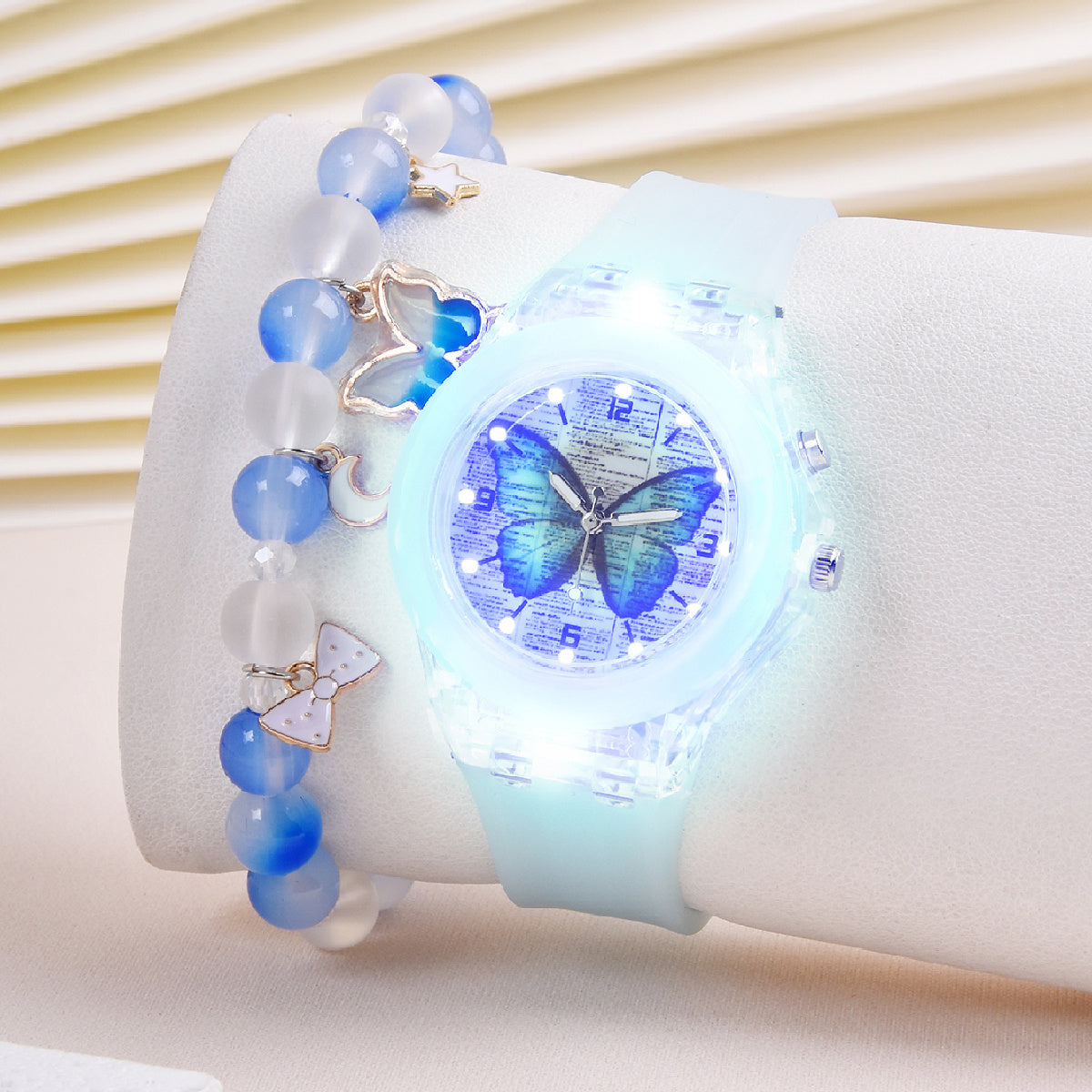 Butterfly LED Light Up Quartz Wrist Watches Silicone Strap Non Waterproof
