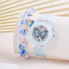 Butterfly LED Light Up Quartz Wrist Watches Silicone Strap Non Waterproof
