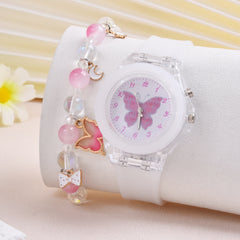 Butterfly LED Light Up Quartz Wrist Watches Silicone Strap Non Waterproof