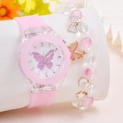 Butterfly LED Light Up Quartz Wrist Watches Silicone Strap Non Waterproof