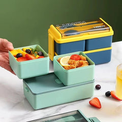 Insulated Bento Box With Tableware 2 Layers Stackable Leakproof Lunch Box