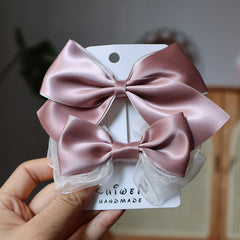 Fabric Bow Hair Clips Set Decorative Hair Accessories for Girls