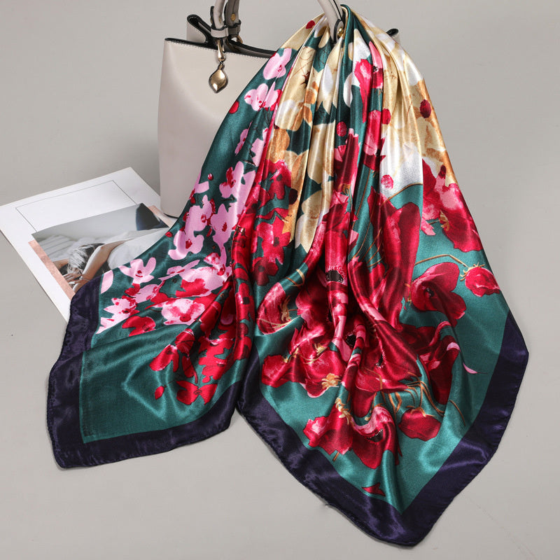 Classic Silk Shawl Square Scarf Head Wrap Bandana