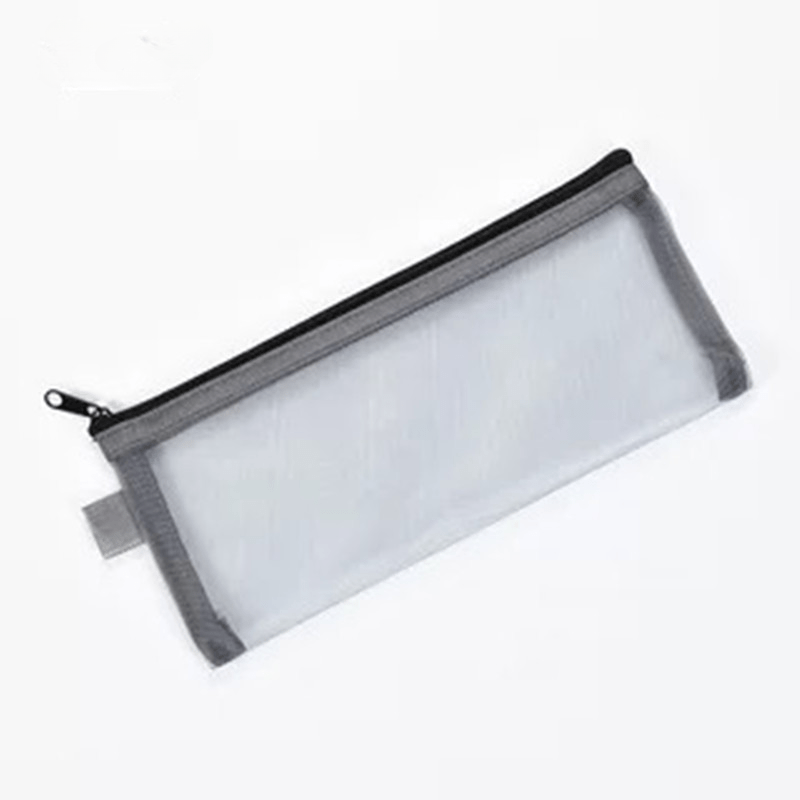 Transparent Nylon Mesh Pen Bag for Students Stationery Storage