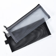 Transparent Nylon Mesh Pen Bag for Students Stationery Storage