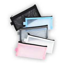 Transparent Nylon Mesh Pen Bag for Students Stationery Storage