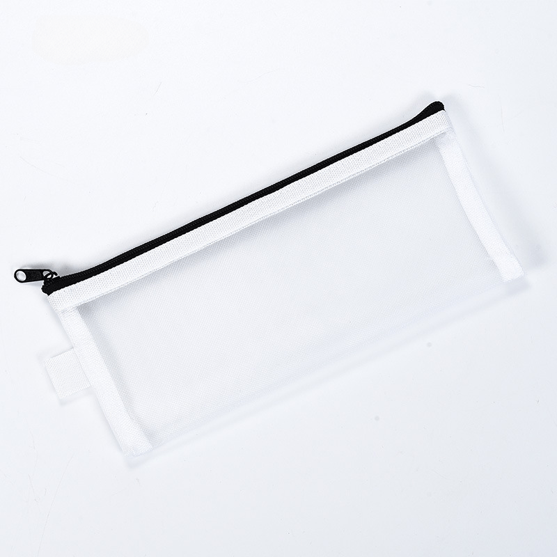 Transparent Nylon Mesh Pen Bag for Students Stationery Storage
