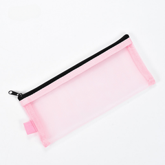 Transparent Nylon Mesh Pen Bag for Students Stationery Storage