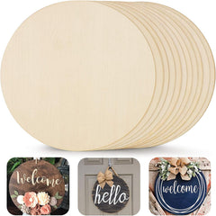 10pcs Unfinished Wood Circles for Crafts Wooden Cutouts for Crafts Door Hanger