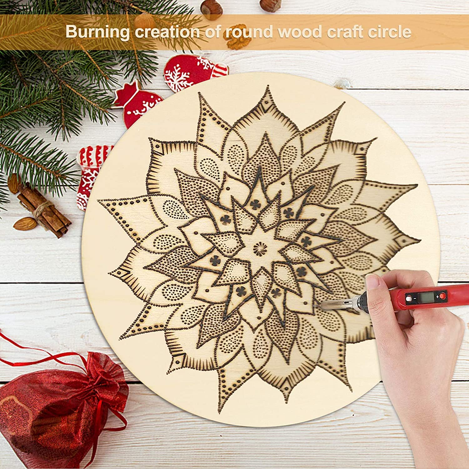 10pcs Unfinished Wood Circles for Crafts Wooden Cutouts for Crafts Door Hanger