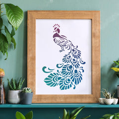 Reusable Plastic Drawing Stencil Template Peacock Pattern 297x210mm