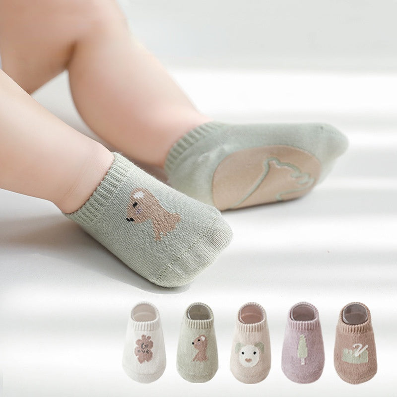 Cotton Anti-skid Socks for Infants Toddlers - Cartoon Animal Plant Patterns