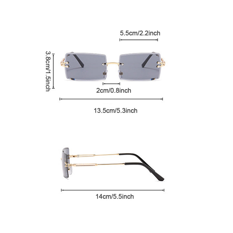 Frameless Square Sunglasses Men's Casual Mixed Sunglasses