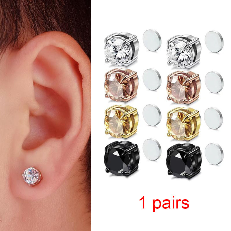 Men's Stainless Steel Double Head Earrings Studs