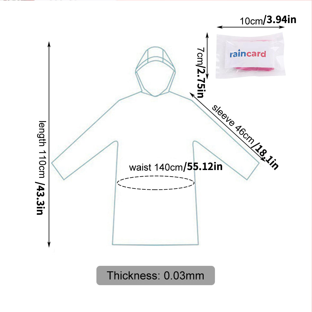 Disposable Adult Raincoat Ponchos with Drawstring Hood