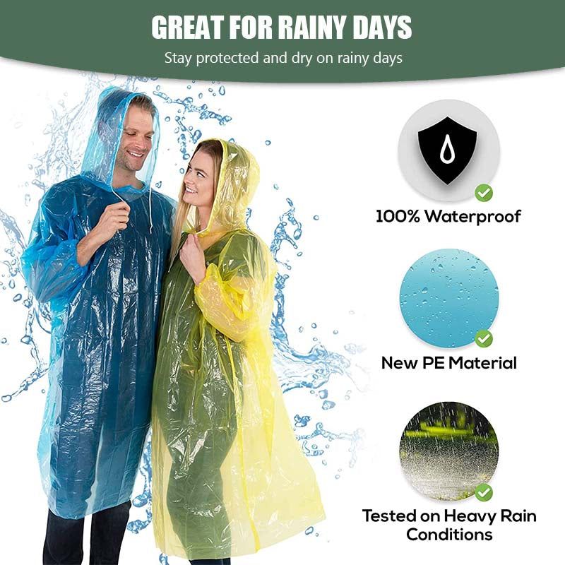 Disposable Adult Raincoat Ponchos with Drawstring Hood