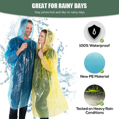 Disposable Adult Raincoat Ponchos with Drawstring Hood