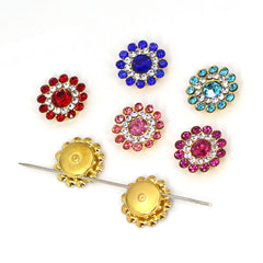 50pcs Mixed Colors Flower Rhinestones Buttons 14mm