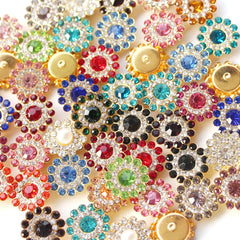 50pcs Mixed Colors Flower Rhinestones Buttons 14mm