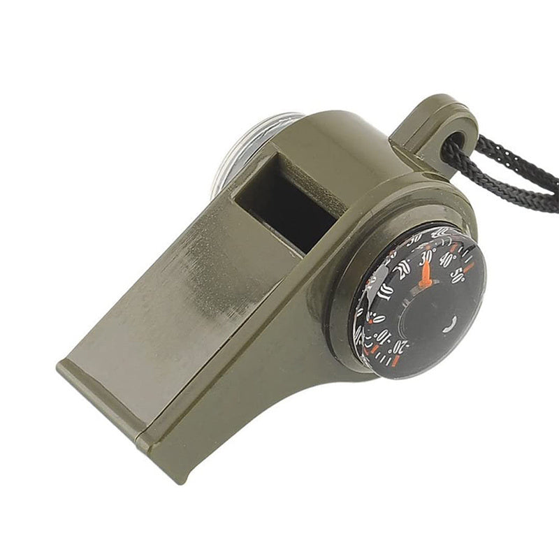 Outdoor Whistle with Compass Thermometer Lanyard