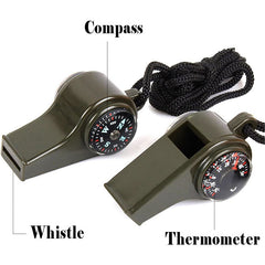 Outdoor Whistle with Compass Thermometer Lanyard