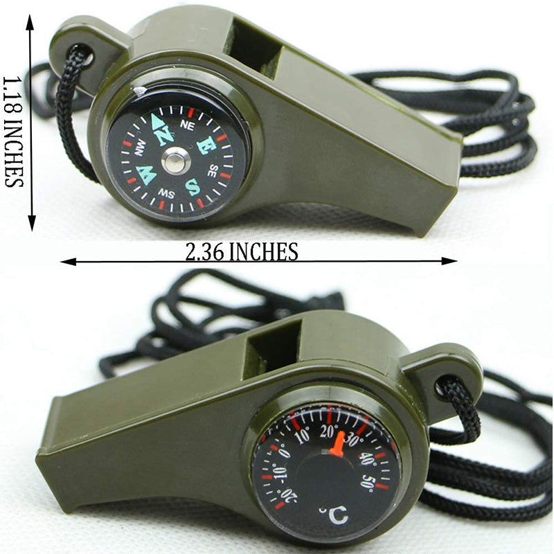 Outdoor Whistle with Compass Thermometer Lanyard