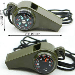 Outdoor Whistle with Compass Thermometer Lanyard
