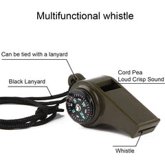 Outdoor Whistle with Compass Thermometer Lanyard
