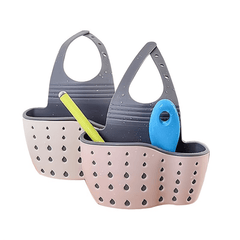 Adjustable Double Layer Sponge Holder with Drain Basket for Kitchen Sink
