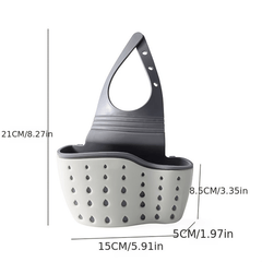 Adjustable Double Layer Sponge Holder with Drain Basket for Kitchen Sink