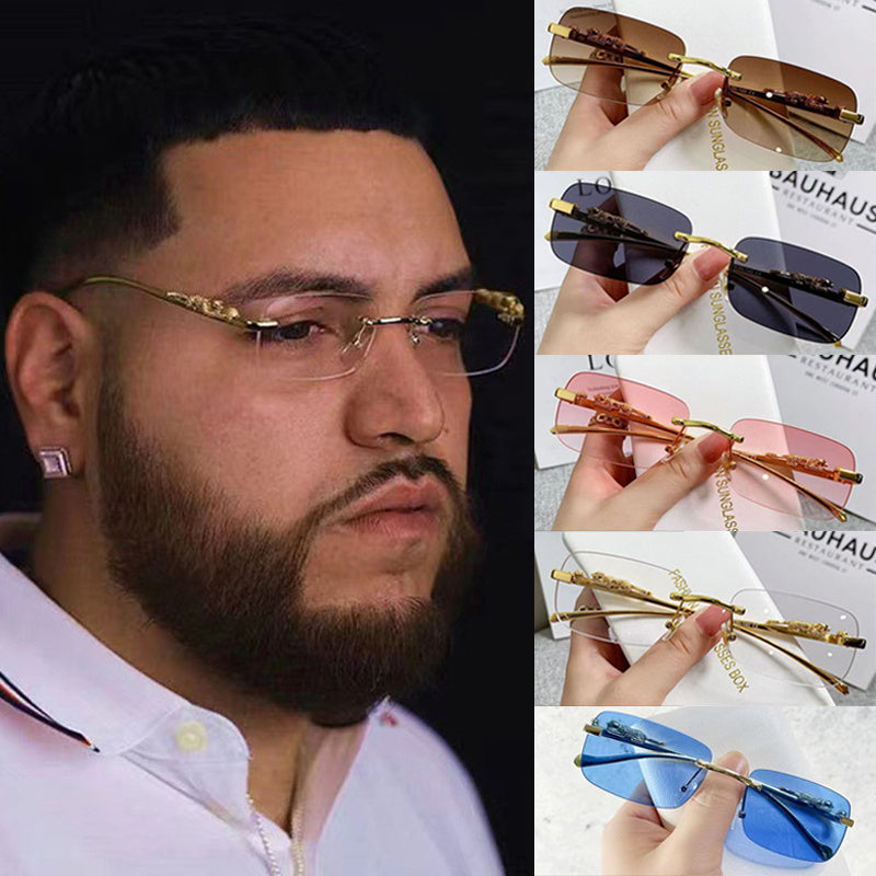 Leopard Metal Square Sunglasses UV Protection