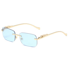 Leopard Metal Square Sunglasses UV Protection