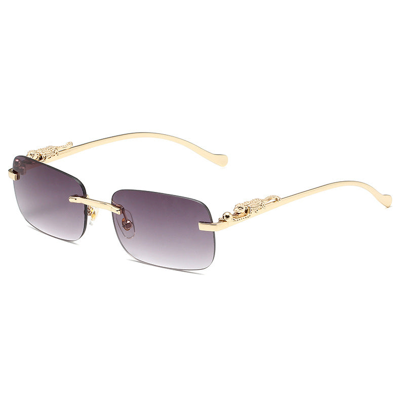 Leopard Metal Square Sunglasses UV Protection