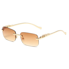 Leopard Metal Square Sunglasses UV Protection