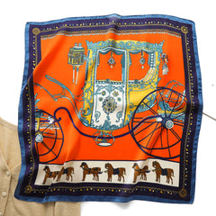 Carriage Horse Print Silk Neckerchief Bandana Women Head Wrap