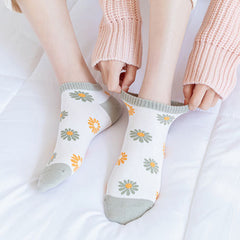 5 Pairs Floral Print Low Cut Ankle Socks Women's Stockings