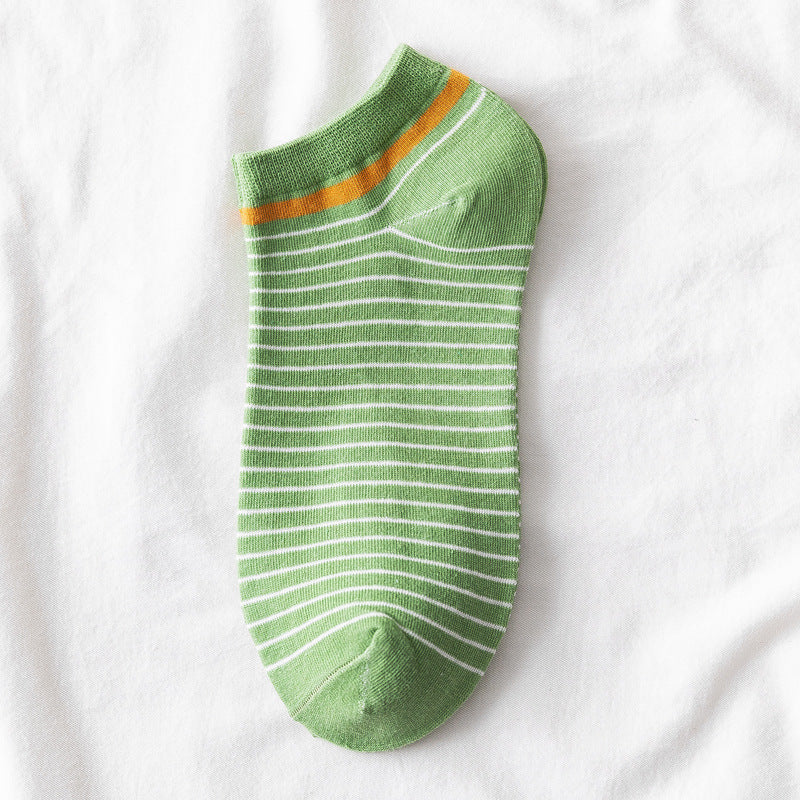 5 Pairs Plaid & Striped Low Cut Ankle Socks Women's Stockings