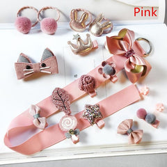 18pcs Cute Cartoon Hair Ties Clips for Girls