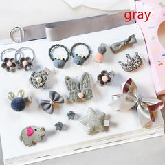 18pcs Cute Cartoon Hair Ties Clips for Girls