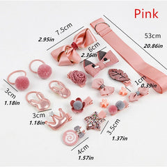 18pcs Cute Cartoon Hair Ties Clips for Girls