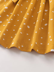 Girls Sleeveless Ruffles Button Polka Dot Belted Dress For Party
