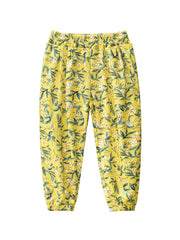 Toddler Girls Flowers Graphic Trousers Elastic Waist Cotton Jogger Pants