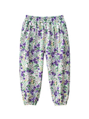 Toddler Girls Flowers Graphic Trousers Elastic Waist Cotton Jogger Pants