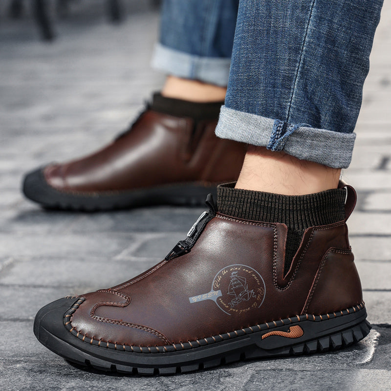 Men's Leather Loafers Ankle Chukka Boots Work Dress Outdoor