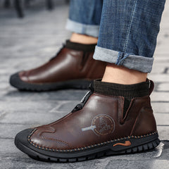 Men's Leather Loafers Ankle Chukka Boots Work Dress Outdoor