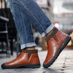 Men's Leather Loafers Ankle Chukka Boots Work Dress Outdoor