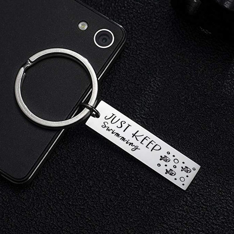 Stainless Steel Car Key Chain Just Keep Swimming