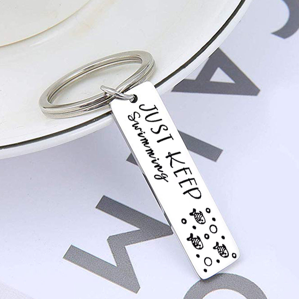 Stainless Steel Car Key Chain Just Keep Swimming
