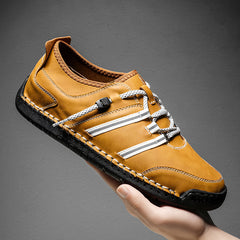 Men's Leather Loafer Slip On Shoes Flat Shoes With Shoeslace
